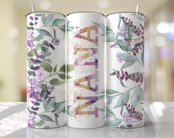 NANA Tumbler Wrap PNG Purple Flowers Tumbler Wrap Seamless Sublimation Designs Downloads - Skinny 20oz Design - 2023