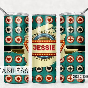 Casino Poker Seamless Tumbler Template Sublimation Designs Downloads - Skinny 20oz Wrap - PNG 2022