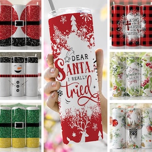 Christmas Tumbler Wrap Bundle Designs Bundle Templates Sublimation Designs Downloads Skinny Tumbler 20oz Design - PNG Commercial Use