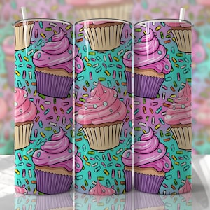 Diseños de sublimación para envoltorios de cupcakes - Diseño de vaso delgado sin costuras de 20 oz - PNG - EmmePrintco