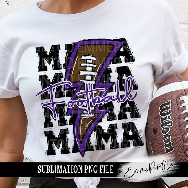 Purple Football MAMA Sublimation Design PNG - Tshirt Mugs Tumbler Sublimation - PNG - EmmePrintco