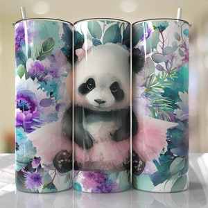 Panda Ballerina Tumbler Wrap PNG Tumbler Wrap Naadloze Sublimatie Ontwerpen Downloads - Mager 20oz-ontwerp