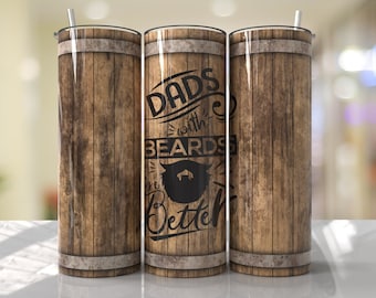 Funny Father's Day Dad Beard Whiskey Barrel Seamless Tumbler Wrap PNG Sublimation Designs Downloads - Skinny 20oz Wrap - PNG 2022