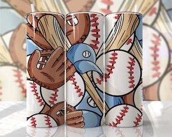 Baseball Seamless Sublimation Designs Downloads - Skinny Tumbler 20oz Design - PNG