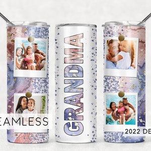 Tumbler Seamless Designs Vovó Dia das Mães Adicionar Foto Imagens Modelo Roxo Via Láctea Sublimação Downloads - 20oz - PNG EmmePrintCo