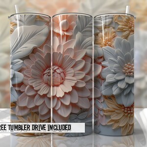 Pastelbloemen 3D-beker bloemen zomer beker wraps naadloze sublimatie ontwerpen downloads - mager 20oz-ontwerp
