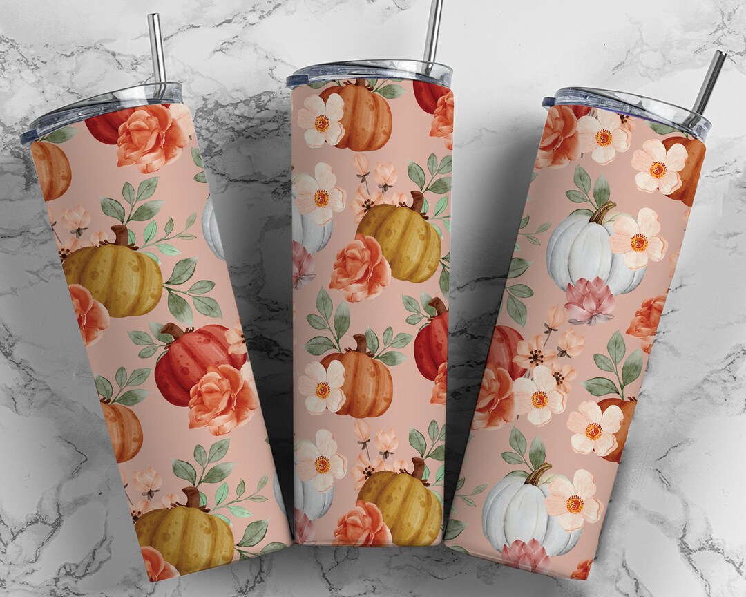Fall Pumpkin Tumbler Wrap PNG Seamless Sublimation Designs Downloads ...