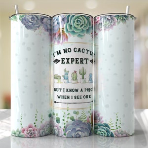 Vaso de sublimación con frase "Dama de cactus" (sin costuras) - Diseño de vaso delgado de 20 oz - PNG 2022