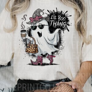 Lil Boo Thang Ghost Sublimation Design Halloween Sublimation Design Tshirt Mugs Totes - PNG - EmmePrintco