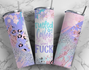 Funny Coffee Quote Tumbler Wrap PNG Cuss R18 Sweary Seamless Sublimation Designs Downloads - Skinny 20oz