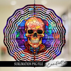 Halloween Skull Wind Spinner Sublimation Designs Alchohol Ink - PNG - EmmePrintco