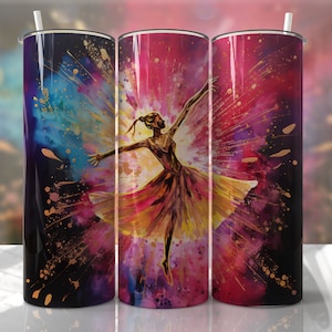 Diseños de sublimación para vasos de bailarina de ballet - Vaso delgado sin costuras con tinta de alcohol de 20 oz - PNG - EmmePrintco