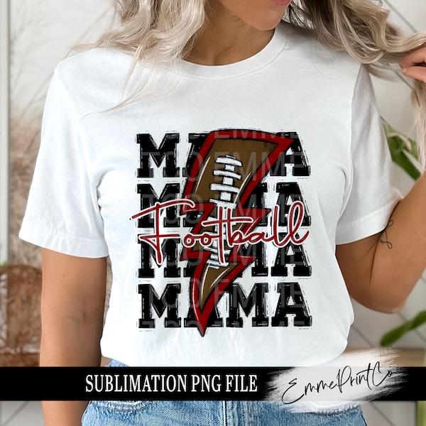 Burgundy Football MAMA Sublimation Design PNG - Tshirt Mugs Tumbler Sublimation - PNG - EmmePrintco