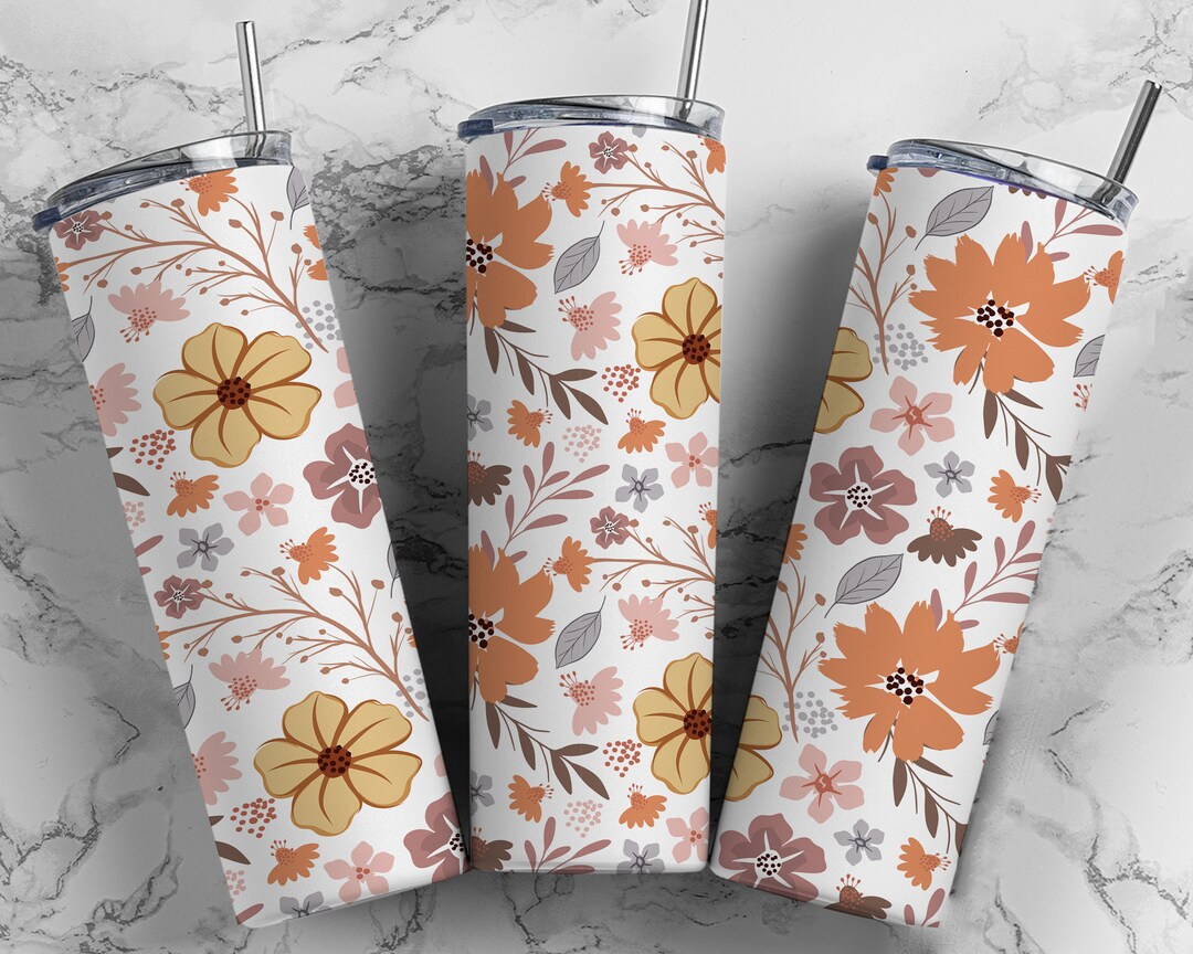 Fall Floral Tumbler Wrap PNG Seamless Sublimation Designs Downloads ...