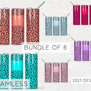 SEAMLESS Cheetah Leopard Print Tumbler Designs Bundle Templates Sublimation Designs Downloads Skinny Tumbler 20oz Design - PNG 2021