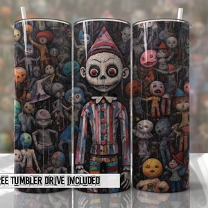 Halloween Tumbler Wrap Creepy Clown Tumbler Wraps Designs de sublimação sem costura Downloads - Design fino de 20 onças