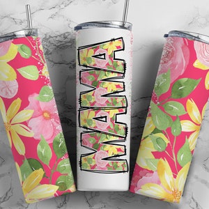 Emballage de gobelet pour maman PNG imprimé floral lumineux PNG design de gobelet sans couture pays sublimation dessins téléchargements 20 oz