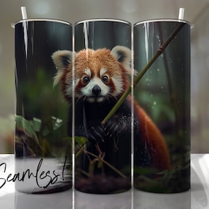 Plantilla PNG para vaso con diseño de panda rojo, sin costuras, para fotografía, diseños de sublimación, descargas - Diseño delgado de 20 oz