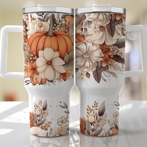 Boho Kürbis Herbst 40 Unzen Quencher Tumbler Wrap - Halloween Nahtlose PNG Tumbler Design Sublimation Designs Downloads - PNG