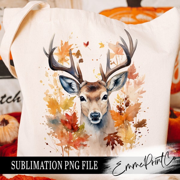 Fall Deer Sublimation Design PNG - Fall Cute Deer Tshirt Mugs Tumbler Sublimation - PNG - EmmePrintco
