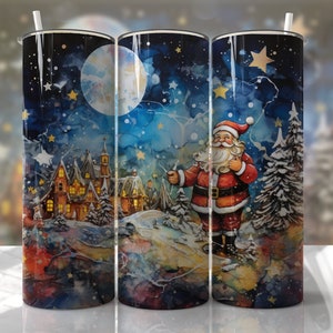 Christmas - Santa Claus - 20oz Skinny Seamless Tumbler Wrap PNG - Sublimation Tumbler Template - EmmePrintCo