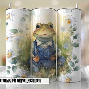 Wrap met kikkerbeker draagt denim overall Aquarelontwerpen Naadloze sublimatieontwerpen downloads - mager 20oz - png