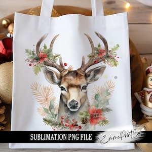 Weihnachten Rentier Sublimationsdesign PNG - Weihnachten Tshirt Tassen Becher Sublimation - PNG - EmmePrintco
