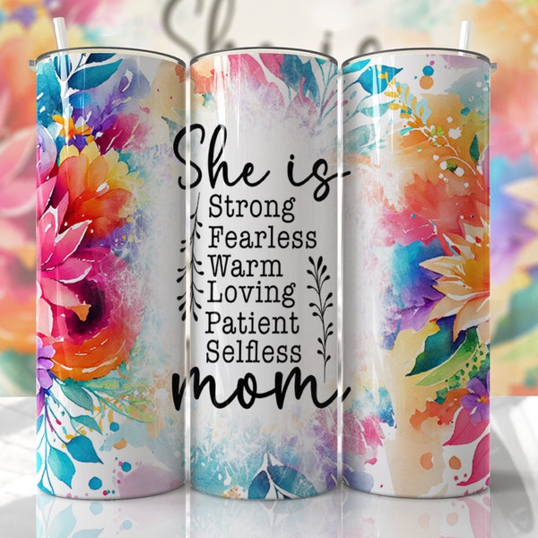 Mother's Day Quote Mom Quote Floral Tumbler Wrap Seamless Designs - Skinny Tumbler 20oz Design - PNG - EmmePrintCo