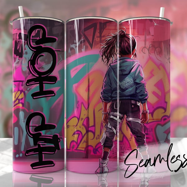 Hip Hop Dancer Graffiti Tumbler Wrap Seamless Dance Tumbler PNG Template Sublimation Designs Downloads - Skinny 20oz Design