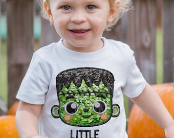 Boys Halloween Frankenstein Design: Sequin Glitter Sublimation (PNG Download)