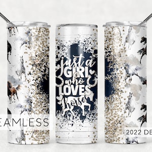 Just a Girl Who Loves Horses Quote Seamless Tumbler Design Cheetah Print Sublimation Designs Downloads - Skinny 20oz - PNG 2022