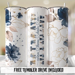 MIMAW Tumbler Wrap Floral fügen Kinder Namen Designs Nahtlose Sublimation Designs Downloads - Skinny 20oz - PNG
