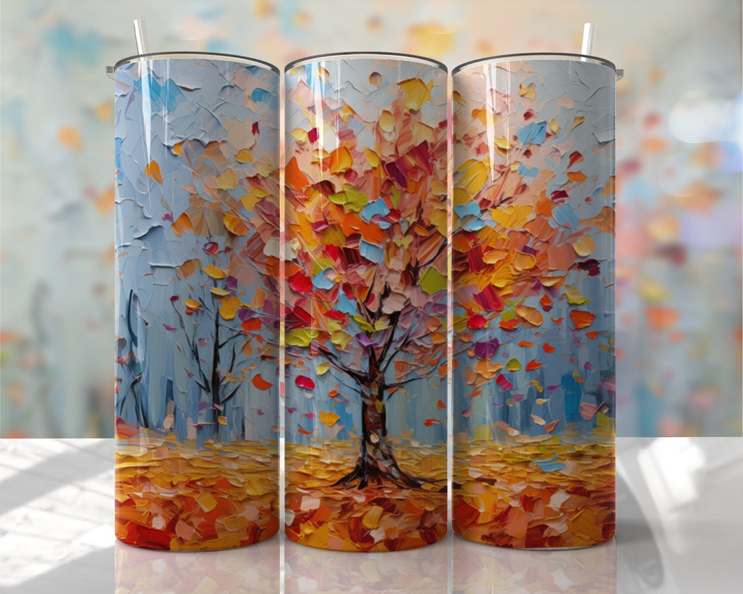 Fall Tree Tumbler Wrap PNG Seamless Sublimation Designs Downloads ...