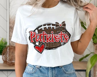 Patriots Red Football Coquette Bow Sublimation Design (PNG)