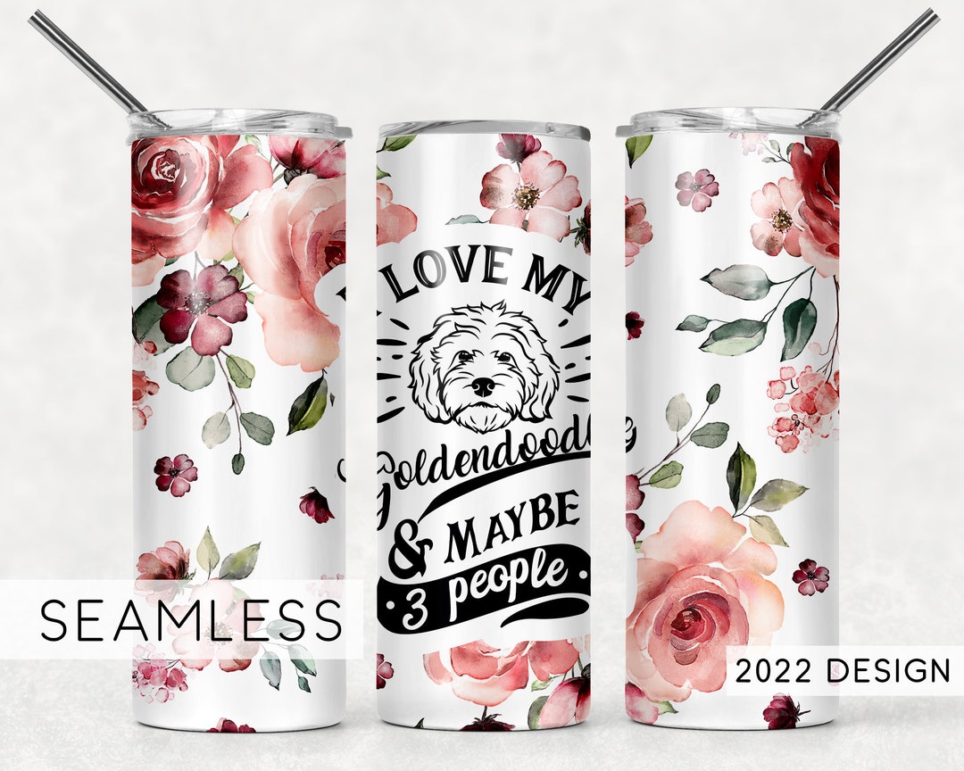 Goldendoodle Dog Mom Quote Tumbler Design Floral Seamless Sublimation ...