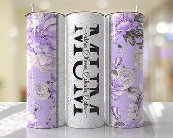 Bloemen mama beker wrap png - sublimatieontwerp met kindernamen toevoegen