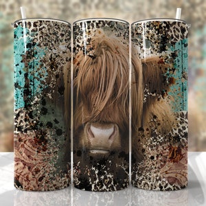 Highland Cow Tumbler Wrap PNG Design Cowgirl Bull Western Seamless Country Sublimation Designs Downloads - Skinny 20oz - PNG