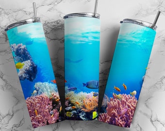 Coral Reef Ocean Tumbler Design Seamless Sublimation Designs Downloads - Skinny 20oz - PNG 2022