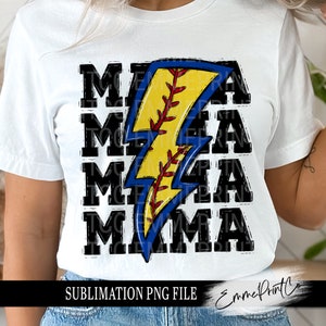 Blue Print Softball MAMA Sublimation Design PNG - Tshirt Mugs Tumbler Sublimation - PNG - EmmePrintco