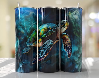 Sea Turtle Tumbler Wrap PNG Tumbler Design Sublimation Designs Downloads - Skinny 20oz - PNG - 2023