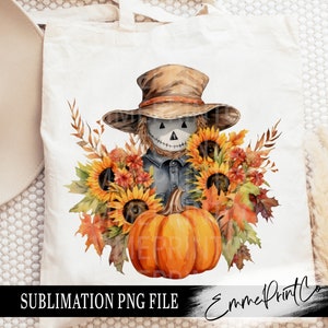 Halloween Bright Scarecrow Sublimation Design PNG - Halloween Tshirt Mugs Tumbler Sublimation - PNG - EmmePrintco