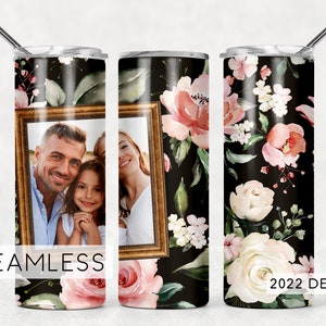 Floral Photo Tumbler Add Name Seamless for Picture Sublimation Designs Downloads - Skinny 20oz - PNG 2022