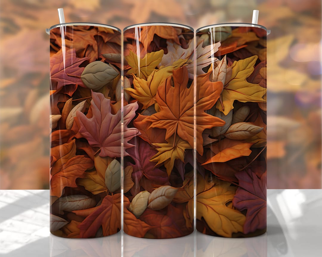 3D Fall - Leaves - 20oz Skinny Seamless Tumbler Wrap PNG - Sublimation ...