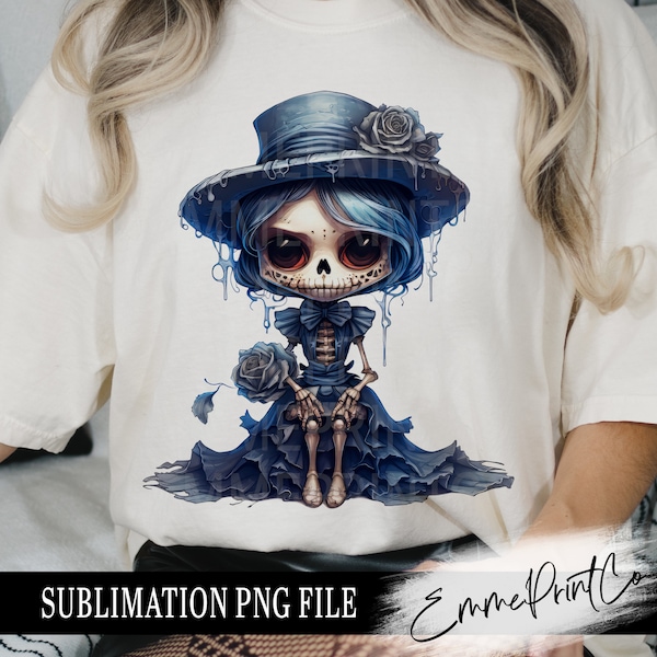 Cute Girl Skeleton Sublimation Design PNG - Halloween Tshirt Mugs Tumbler Sublimation - PNG - EmmePrintco
