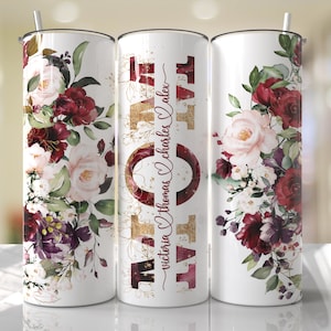 Tumbler voor Moederdag, omslag van png, kindernamen toevoegen rode roos bloemen beker naadloze sublimatie ontwerpen downloads - mager ontwerp van 20 oz
