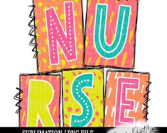 Nurse Neon Sublimation Design: Bright PNG (Digital Download)