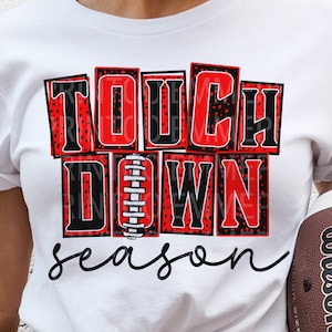 Touchdown Season Football Sublimationsdesign PNG - Dalmatinerpunkte, rot schwarzes T-Shirt Tassen Becher Sublimation - PNG - EmmePrintco