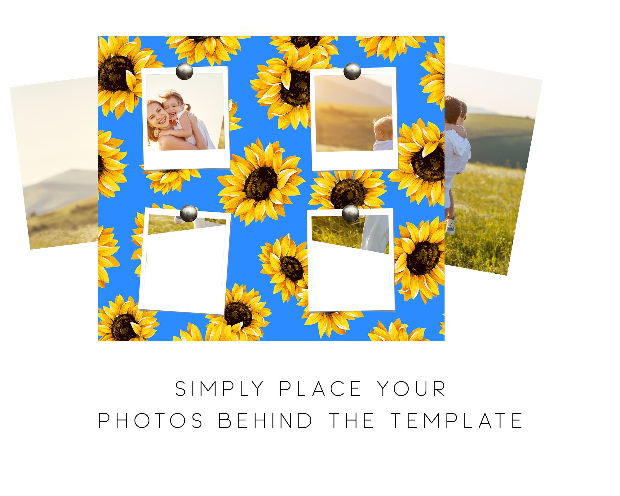 Picture Frames Blue Sunflower Photo Tumbler Template | Etsy