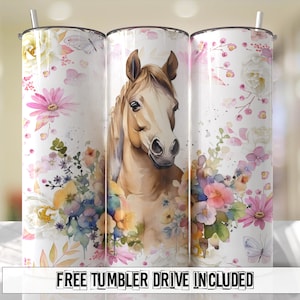 Buckskin Horse Tumbler Wrap Watercolor Designs Seamless Sublimation Designs Downloads - Skinny 20oz - PNG