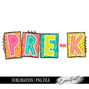 Pré-K néon sublimation Design - néons lumineux PNG pour les années scolaires Tshirt Mugs Tumbler Sublimation - PNG - EmmePrintco
